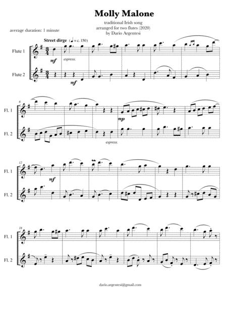 Molly Malone For Flute Duet Sheet Music