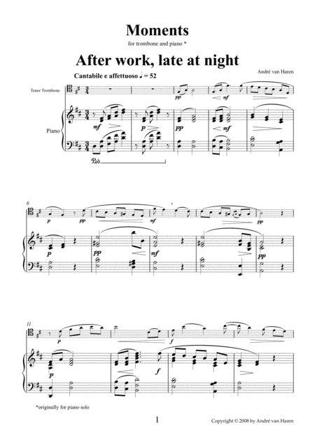 Free Sheet Music Moments For Trombone And Piano