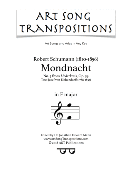 Mondnacht Op 39 No 5 F Major Sheet Music