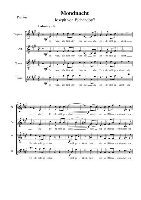 Free Sheet Music Mondnacht