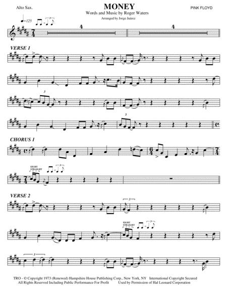 Money Alto Sax Sheet Music