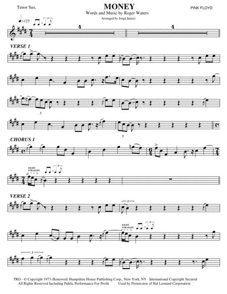 Money Tenor Sax Sheet Music