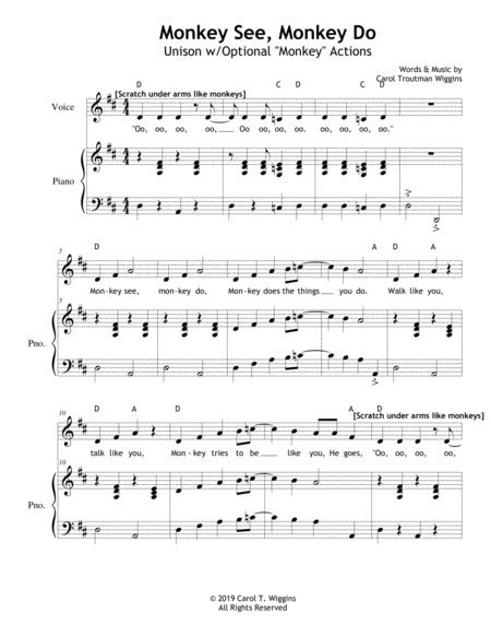 Free Sheet Music Monkey See Monkey Do