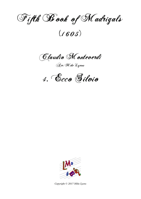 Free Sheet Music Monteverdi The Fifth Book Of Madrigals 1605 4 Ecco Silvio