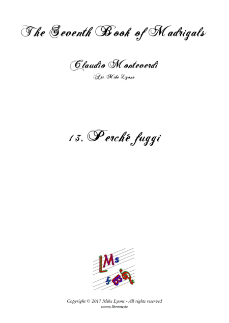 Free Sheet Music Monteverdi The Seventh Book Of Madrigals 1619 13 Perch Fuggi