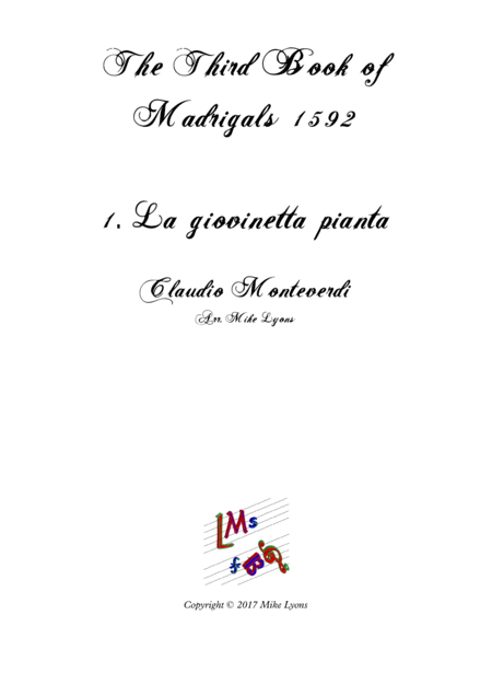 Free Sheet Music Monteverdi Third Book Of Madrigals No 1 La Giovinetta Pianta