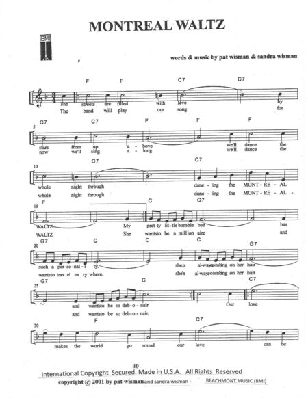 Free Sheet Music Montreal Waltz