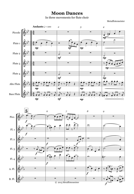 Moon Dances For Flute Choir Sheet Music