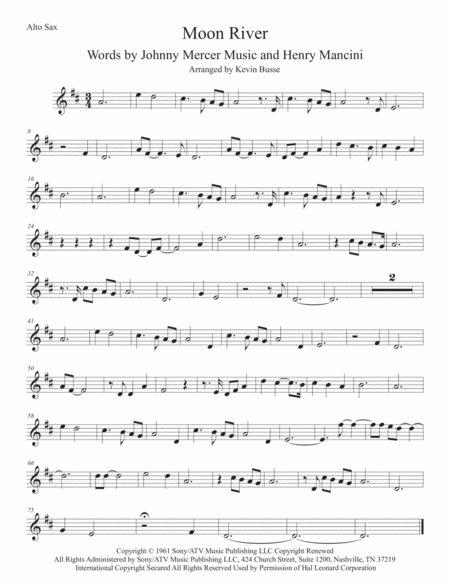 Moon River Alto Sax Sheet Music