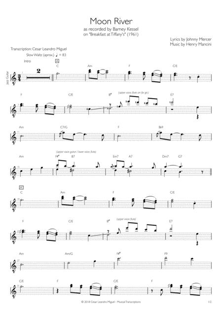 Moon River Barney Kessel Notation Sheet Music
