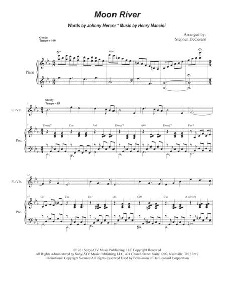 Moon River Flute Or Violin Solo And Piano Sheet Music