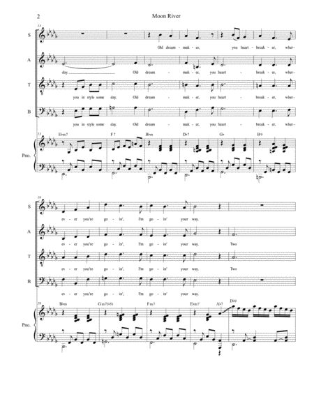 Free Sheet Music Moon River For Satb