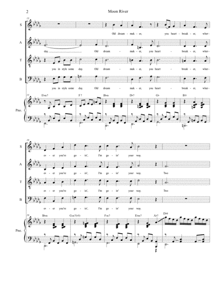 Moon River For Satb Sheet Music