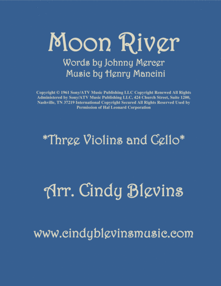 Free Sheet Music Moon River For Three Violins And Cello