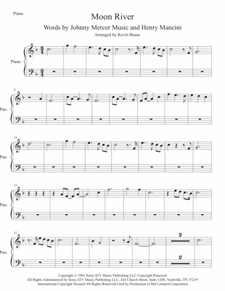 Moon River Piano Sheet Music