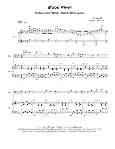 Free Sheet Music Moon River Trombone Solo And Piano