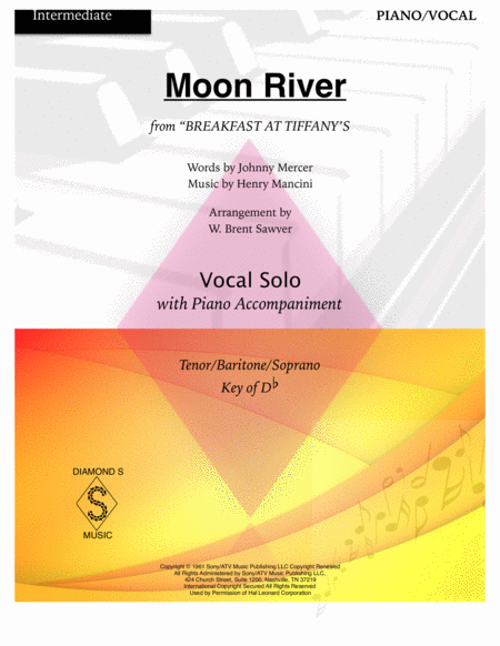 Moon River Vocal Piano Key Of Db Sheet Music