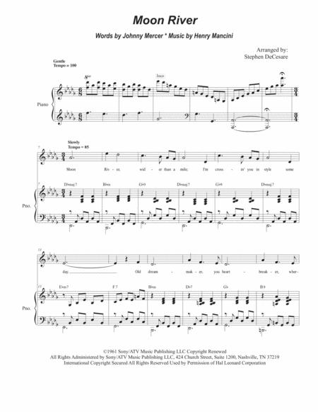 Moon River Vocal Solo Sheet Music