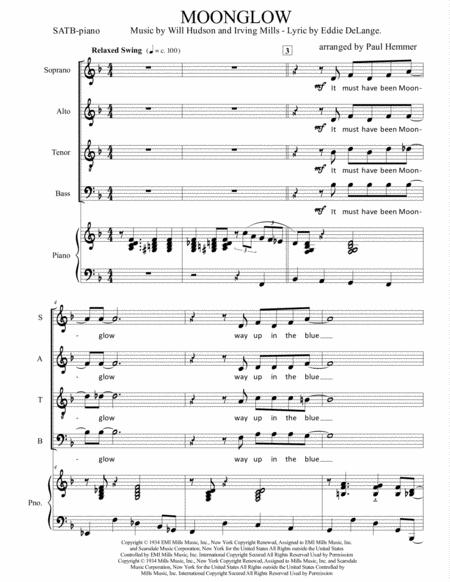 Free Sheet Music Moonglow Satb Piano