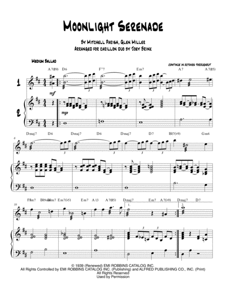 Free Sheet Music Moonlight Serenade For Carillon Duet