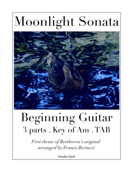 Moonlight Sonata Beginning Guitar Tab 3 Parts Sheet Music