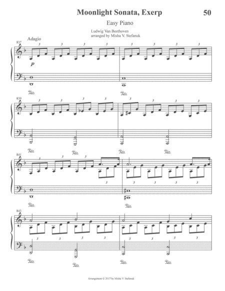 Moonlight Sonata Easy Piano Classics Sheet Music