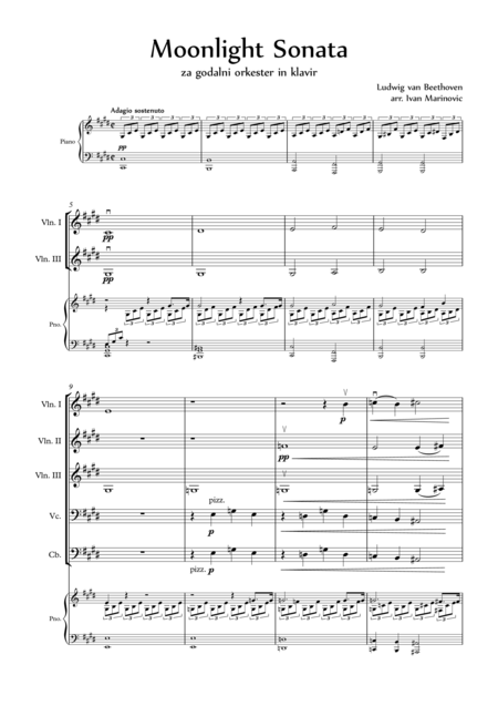 Moonlight Sonata For Piano And Strings Sheet Music