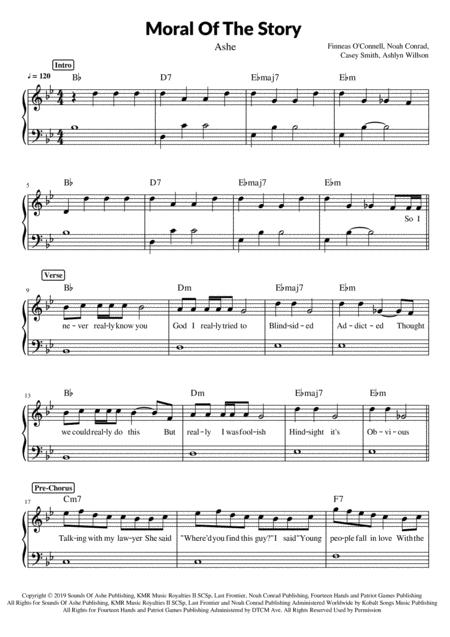 Free Sheet Music Moral Of The Story Ashe Piano