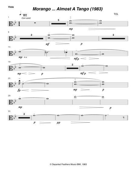 Morango Almost A Tango 1983 Viola Sheet Music