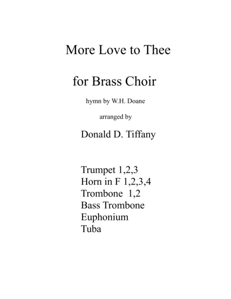 More Love To Thee Brass Ensemble Sheet Music