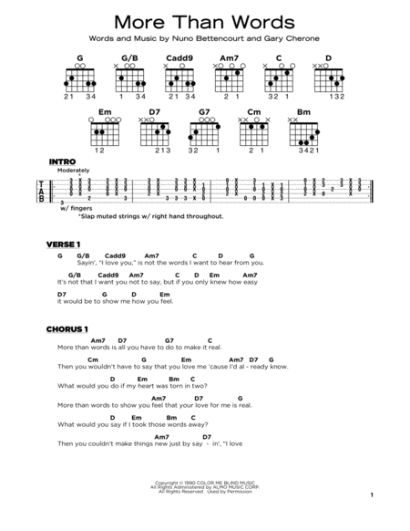 More Than Words Sheet Music