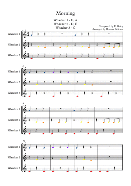 Morning For 8 Notes Diatonic Boomwhackers Sheet Music