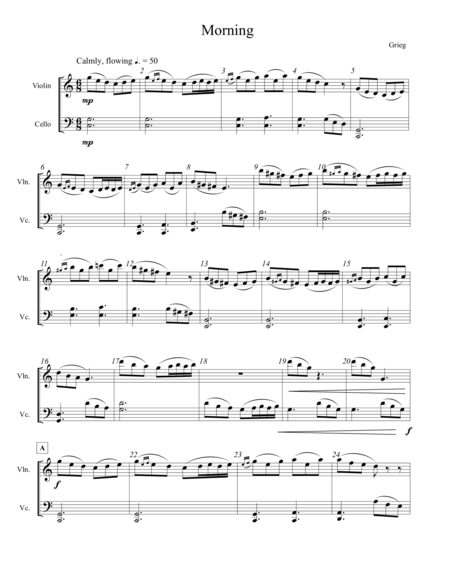 Free Sheet Music Morning From Peer Gynt