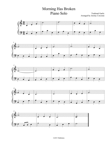 Morning Has Broken For Easy Solo Piano Sheet Music