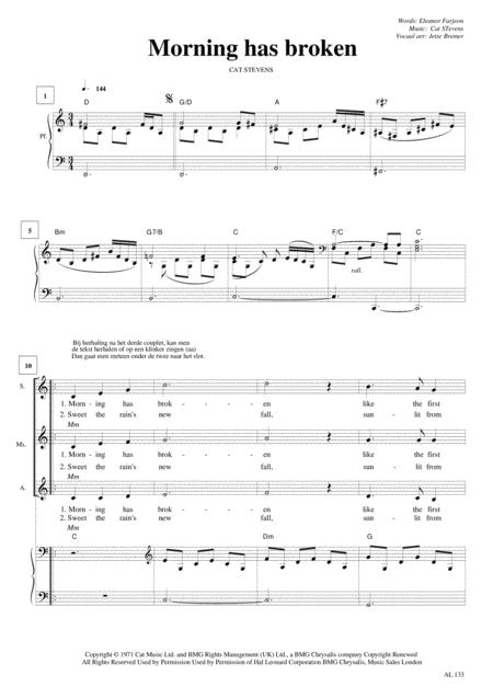 Free Sheet Music Morning Has Broken Sabar Piano