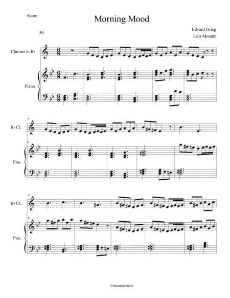 Morning Mood From Peer Gynt Suite For Clarinet And Piano Sheet Music