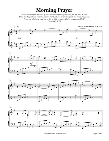 Morning Prayer Piano Solo Sheet Music