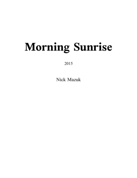 Morning Sunrise Score And Parts Sheet Music