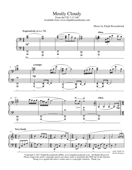 Free Sheet Music Mostly Cloudy