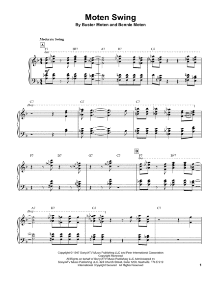 Free Sheet Music Moten Swing