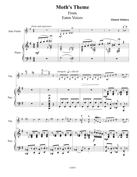 Free Sheet Music Moth Theme For Solo Violin And Piano