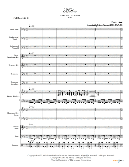 Free Sheet Music Mother Chicago Complete Score