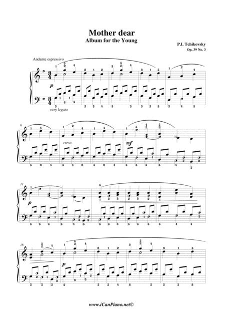 Mother Dear Album Of The Young Op 39 No 03 Icanpiano Style Sheet Music