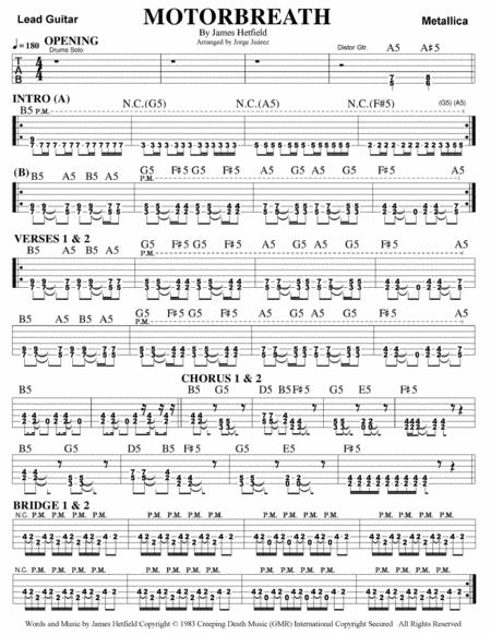 Free Sheet Music Motorbreath Guitar Tab