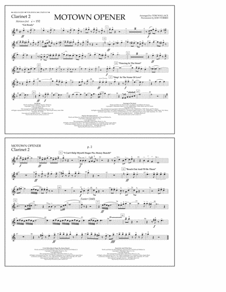 Motown Theme Show Opener Arr Tom Wallace Clarinet 2 Sheet Music