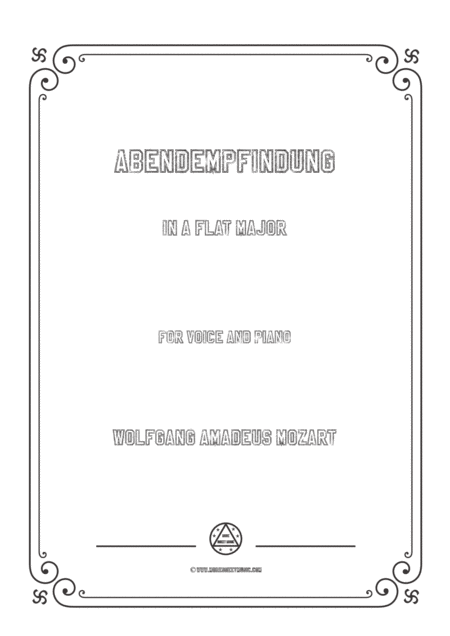 Mozart Abendempfindung In A Flat Major For Voice And Piano Sheet Music