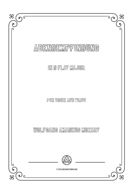 Free Sheet Music Mozart Abendempfindung In D Flat Major For Voice And Piano