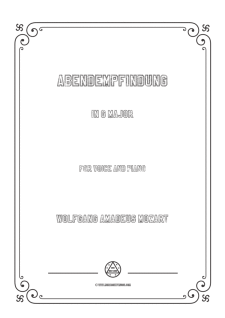 Free Sheet Music Mozart Abendempfindung In G Major For Voice And Piano
