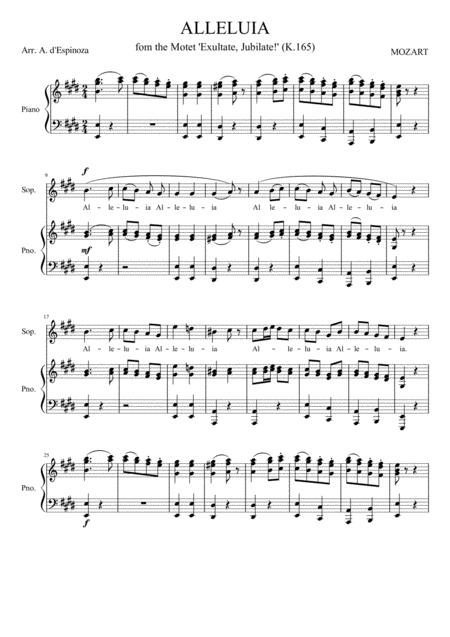 Free Sheet Music Mozart Alleluja For Sma Piano