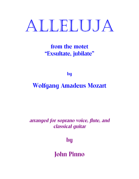Free Sheet Music Mozart Alleluja Soprano Voice Flute And Classical Guitar